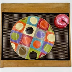 Pier 1 Urban Dot Plate, Hand-painted Earthenware